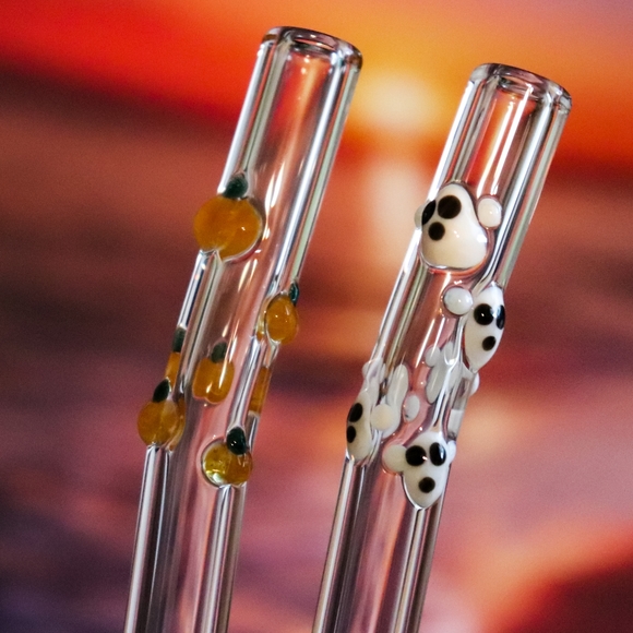 Ghosts & Pumpkins Glass Straw Set - Halloween - Picture 2 of 7